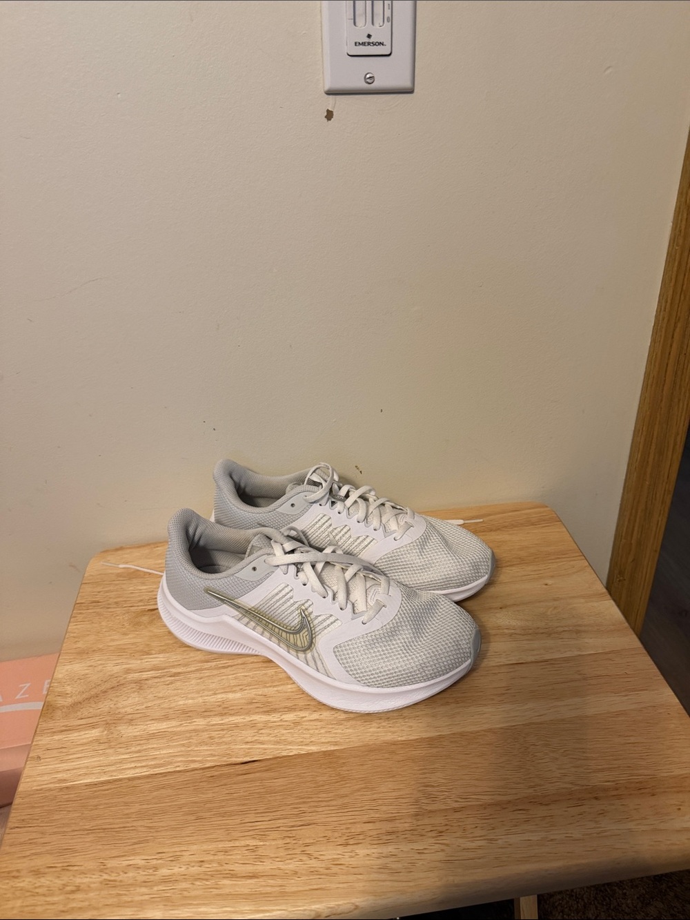 Nike White and Light Gray Cushioned Running Sneakers